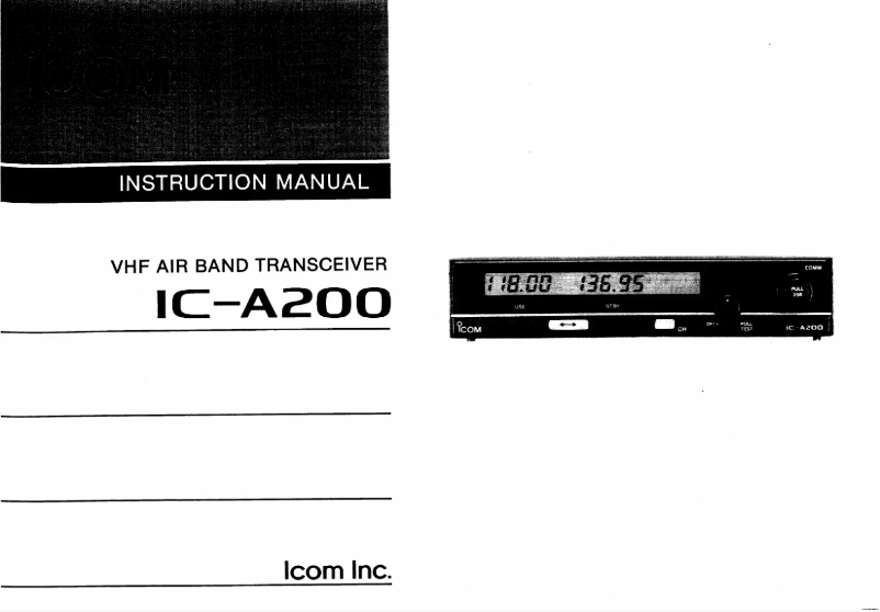 Page n°1 - Manuel utilisateur ICOM IC-A200