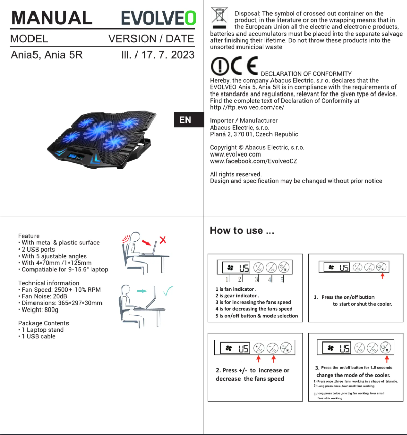 Image de la première page du manuel de l'appareil Ania 5R