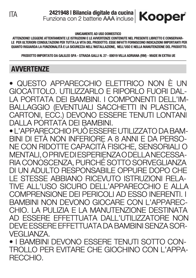 Page 1 de la notice Manuel utilisateur Kooper 2421948