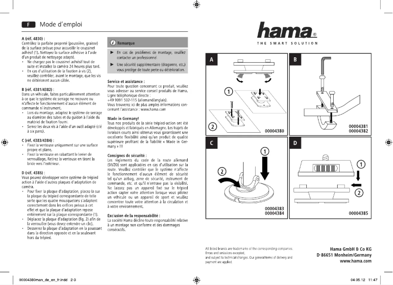 Page n°1 - Manuel utilisateur Hama 00004385