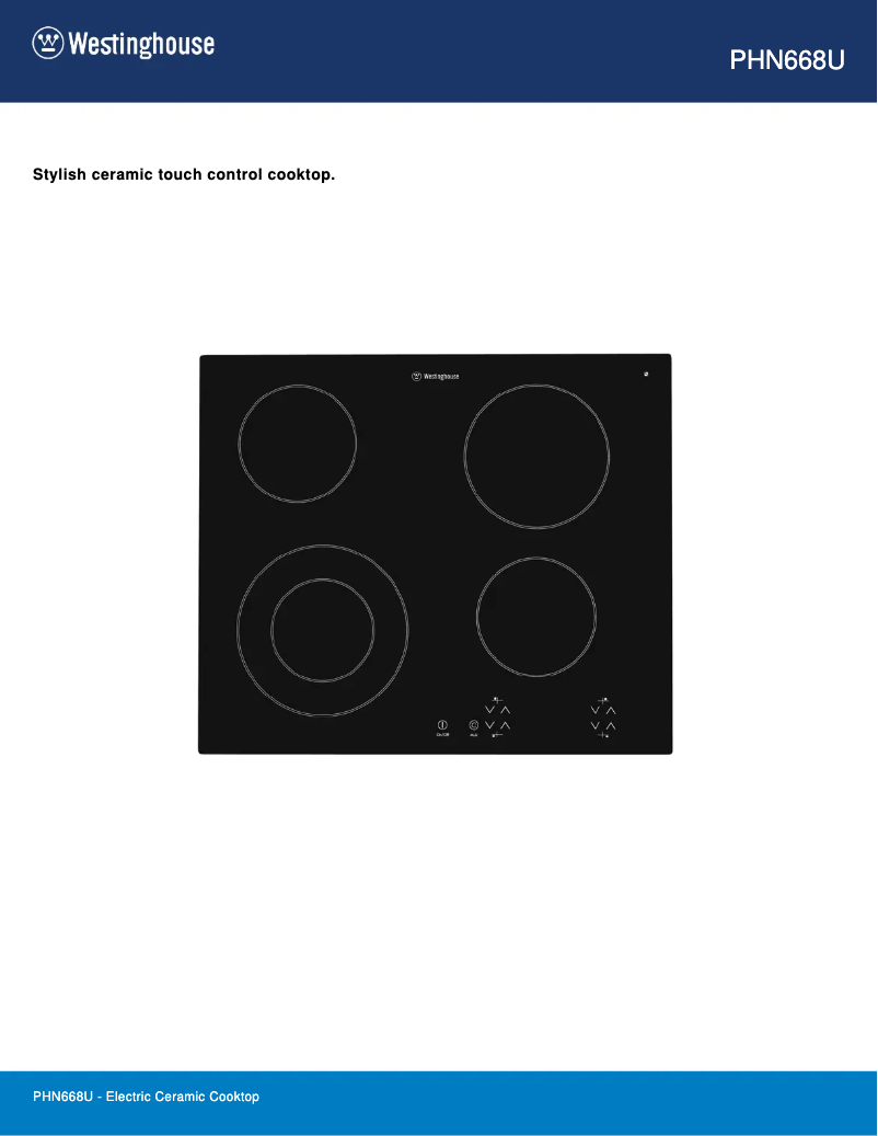 Page n°1 - Fiche technique Westinghouse PHN668U