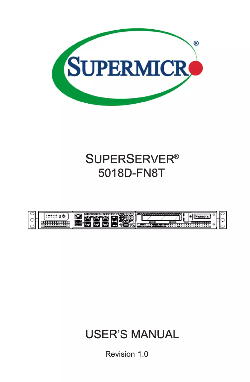 Page 1 de la notice Manuel utilisateur Supermicro SuperServer 5018D-FN8T
