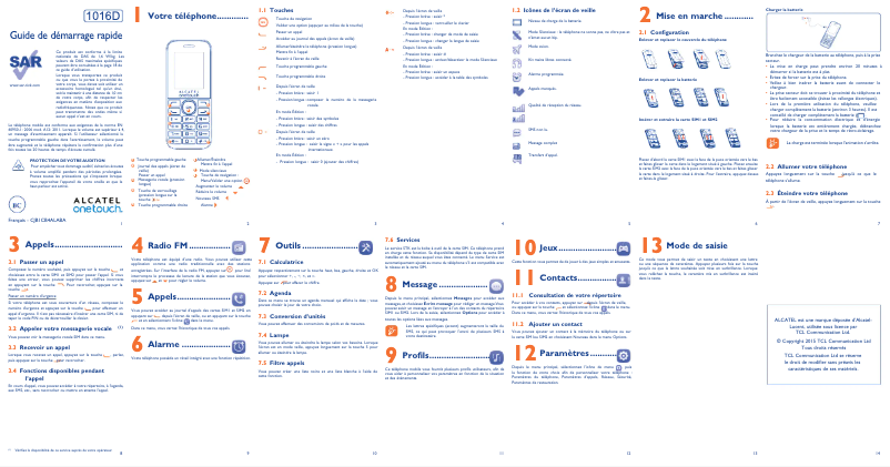 Page n°1 - Manuel utilisateur Alcatel One Touch 1016D