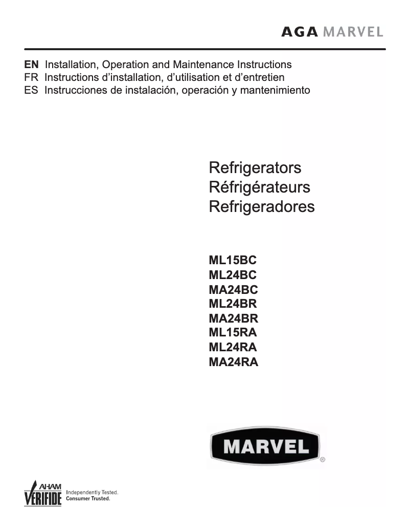 Page 1 de la notice Manuel utilisateur Marvel MA24RAS2RB