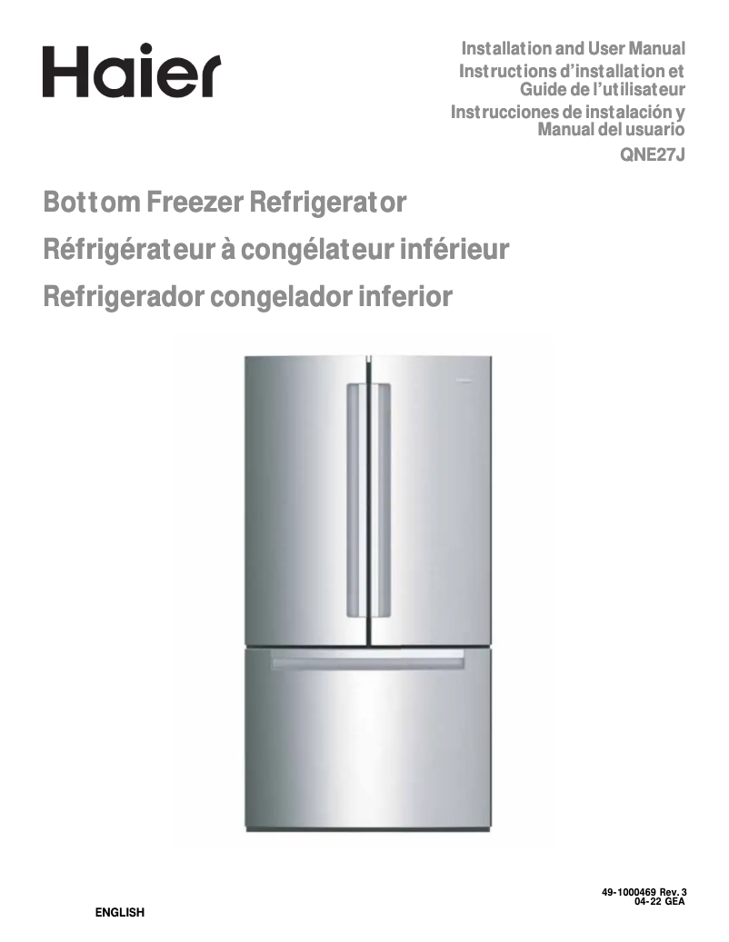 Page n°1 - Manuel d'utilisation et d'entretien Haier QNE27JSMSS