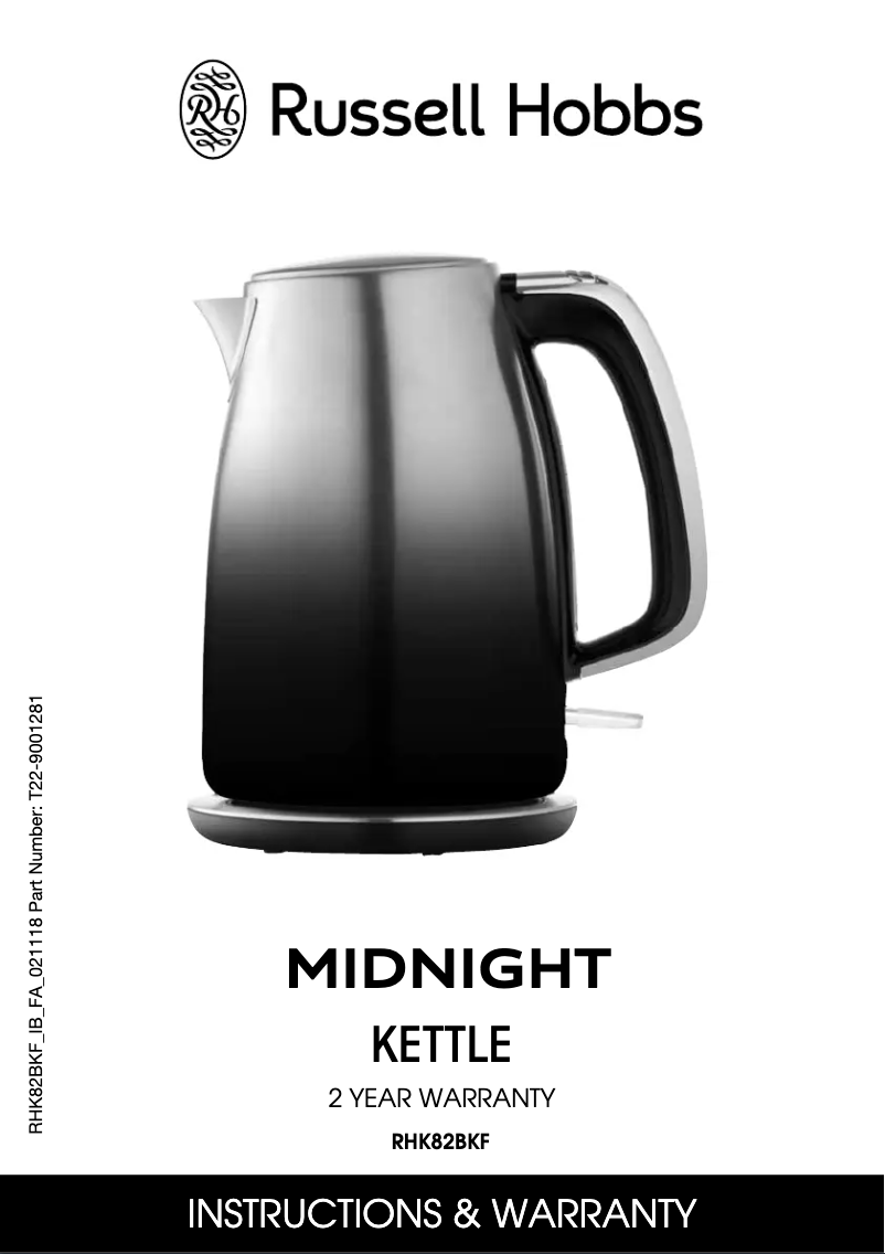 Page n°1 - Manuel utilisateur Russell Hobbs Midnight RHK82BKF