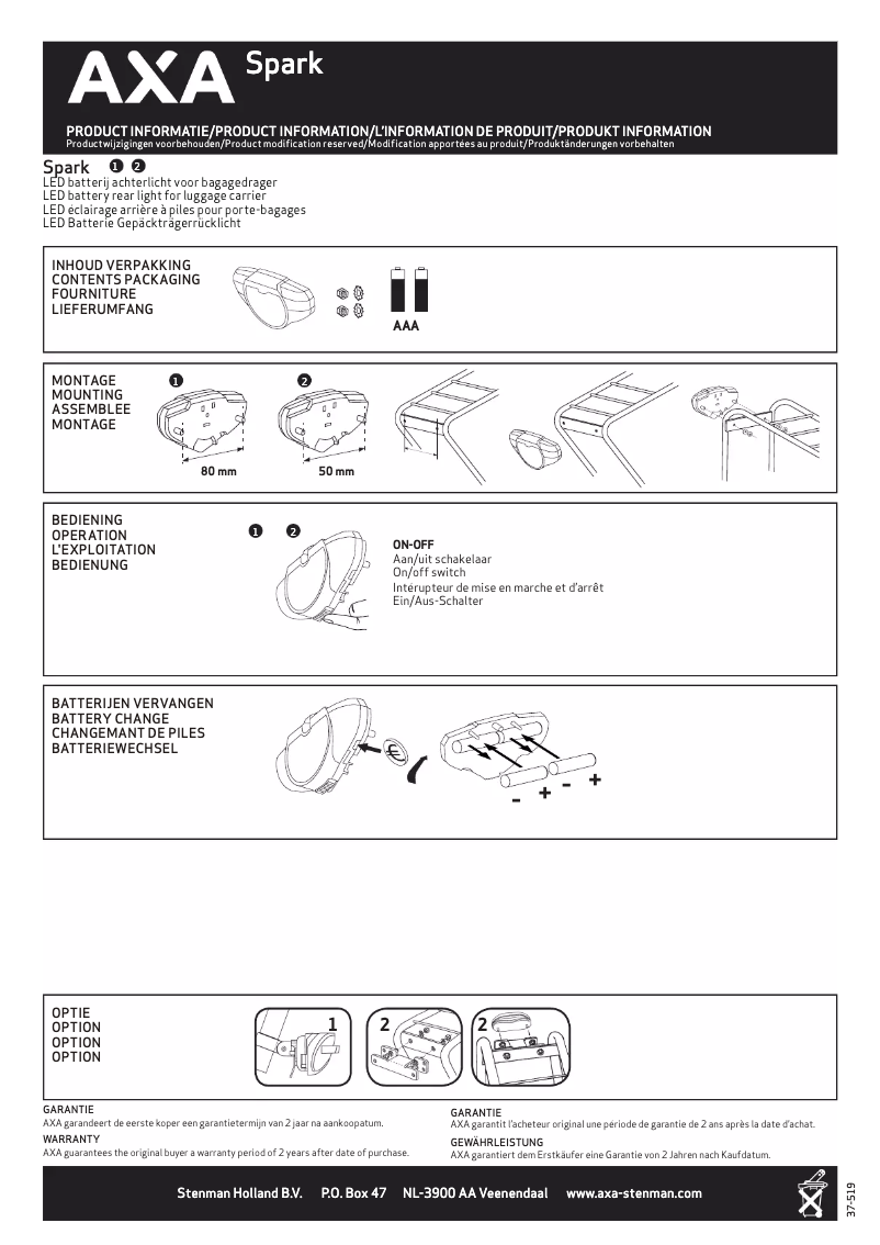 Page 1 de la notice Manuel utilisateur AXA Spark
