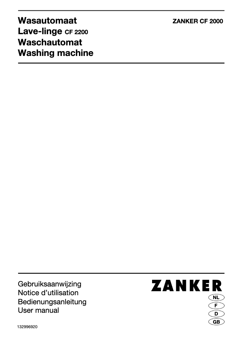 Page n°1 - Manuel utilisateur Zanker CF2000
