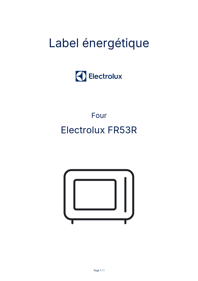Page n°1 - Label énergétique Electrolux FR53R