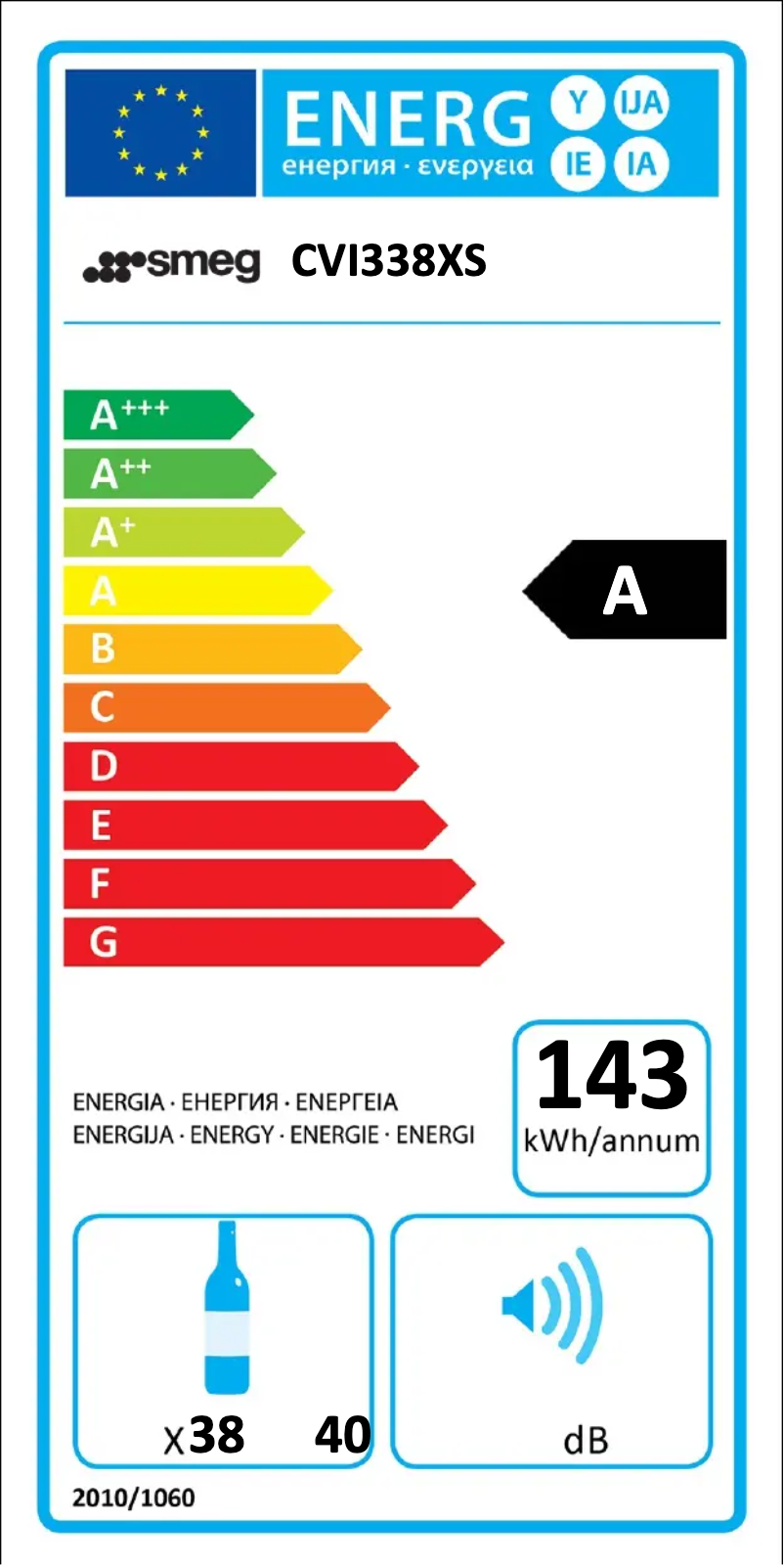 Page n°1 - Label énergétique Smeg CVI338XS