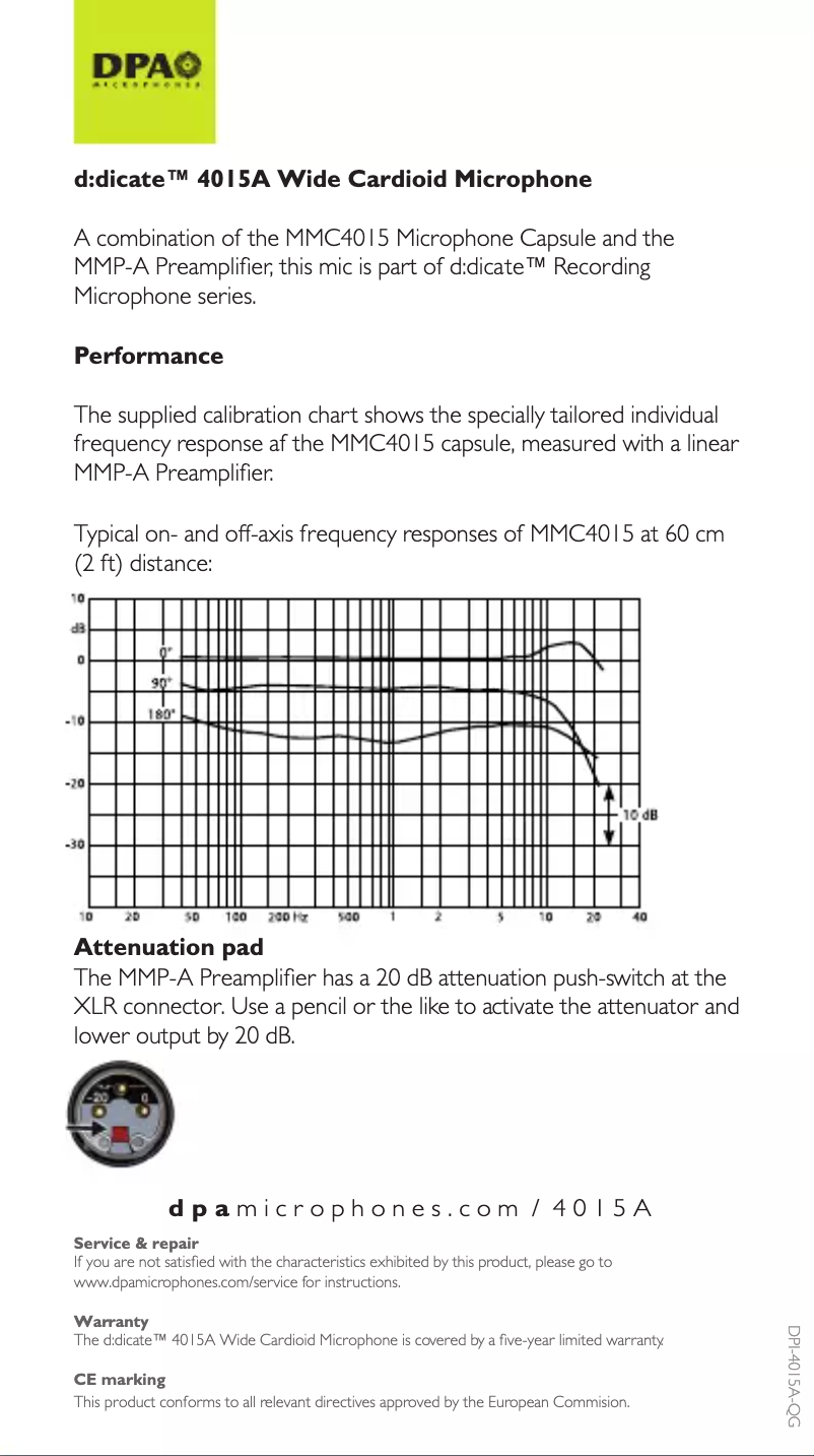 Page 1 de la notice Manuel utilisateur DPA d:dicate 4015A