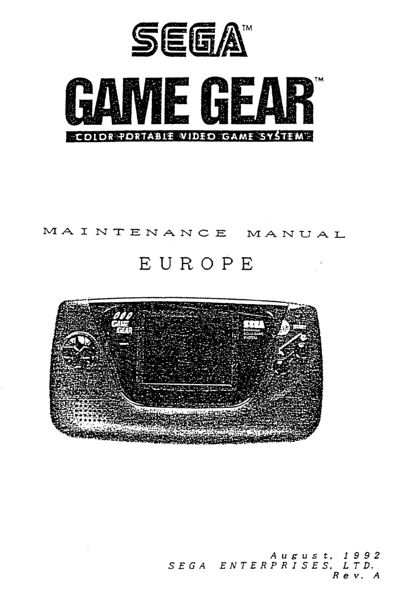 Page 1 de la notice Manuel utilisateur Sega Game Gear
