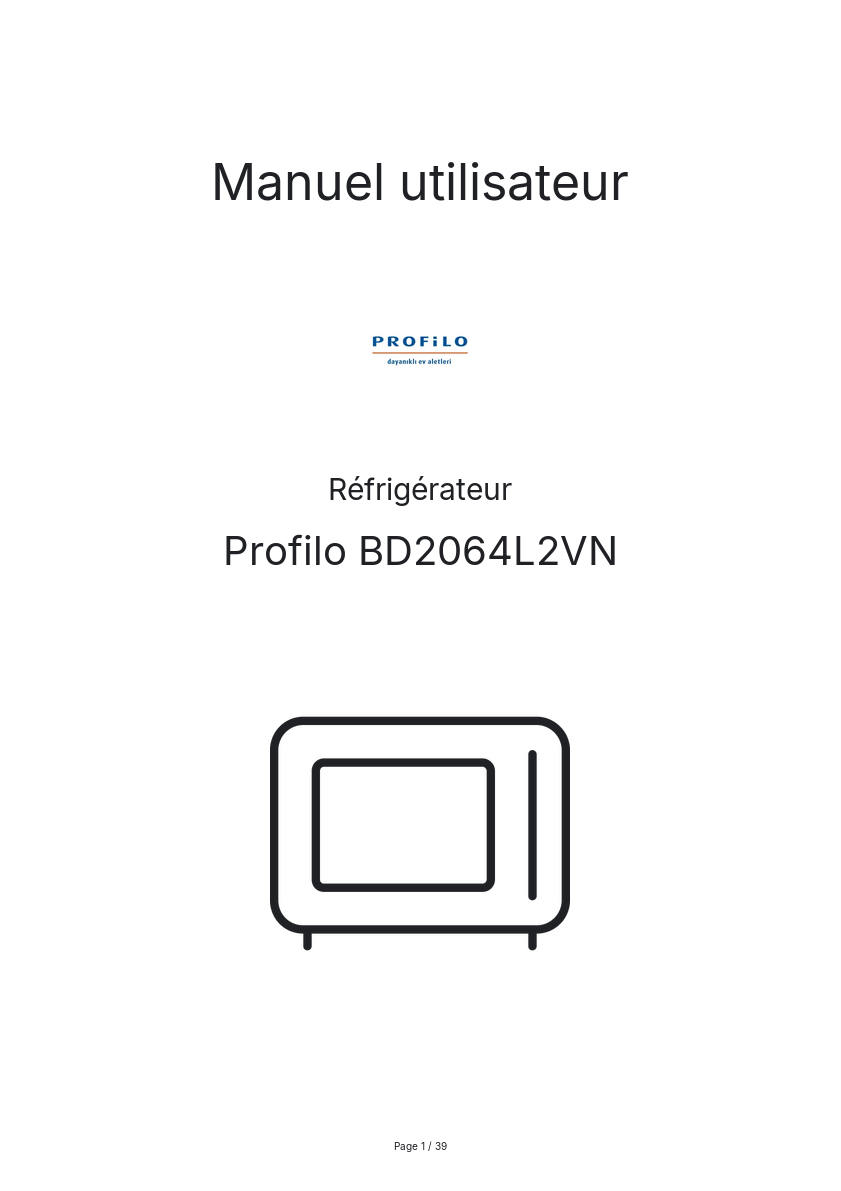 Page n°1 - Manuel utilisateur Profilo BD2064L2VN