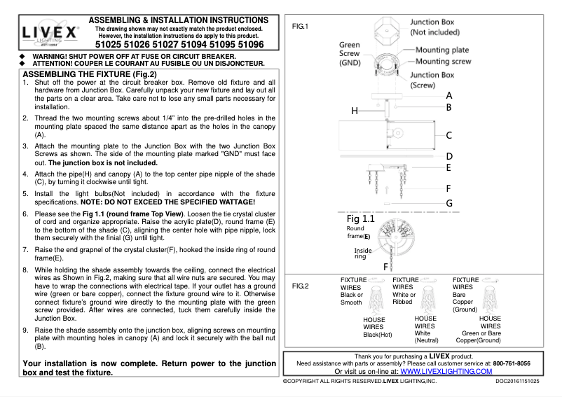 Page 1 de la notice Manuel utilisateur Livex Lighting Carlisle 51096-92