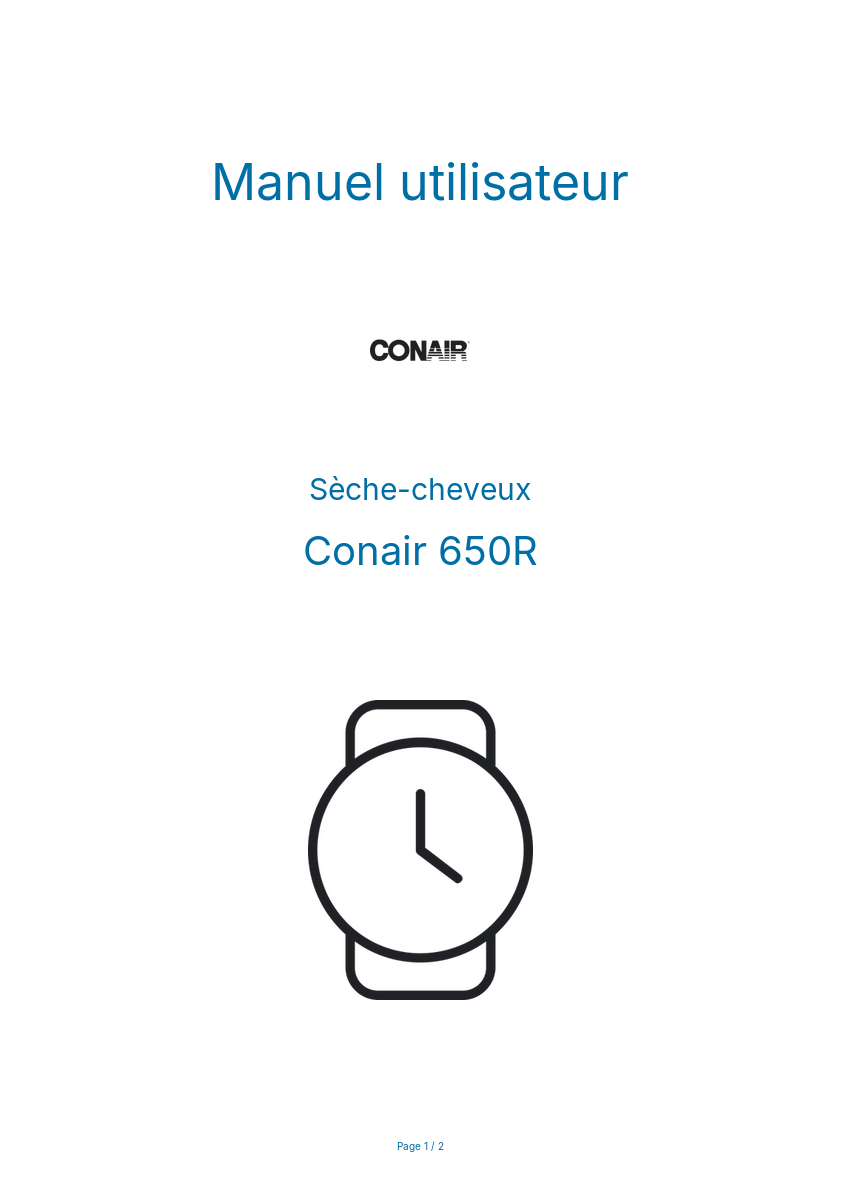 Page n°1 - Manuel utilisateur Conair 650R