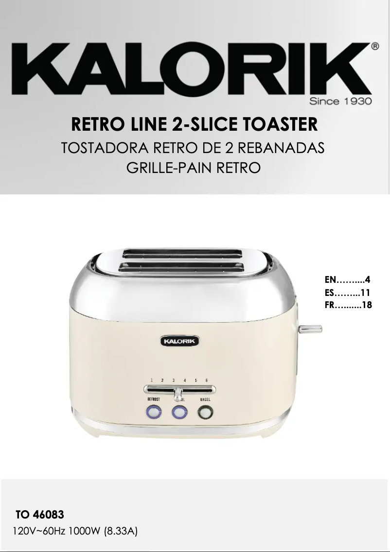 Image de la première page du manuel de l'appareil TO 46083