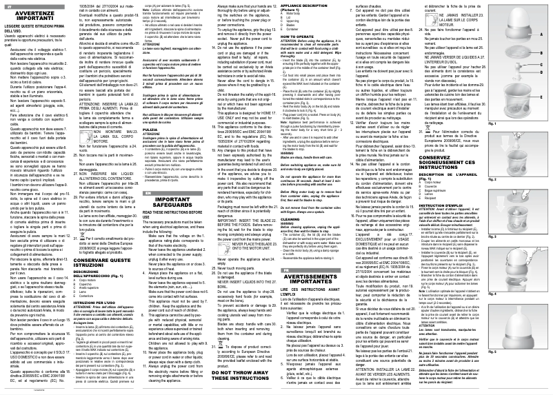 Page 1 de la notice Manuel utilisateur Ariete Choppy 1836