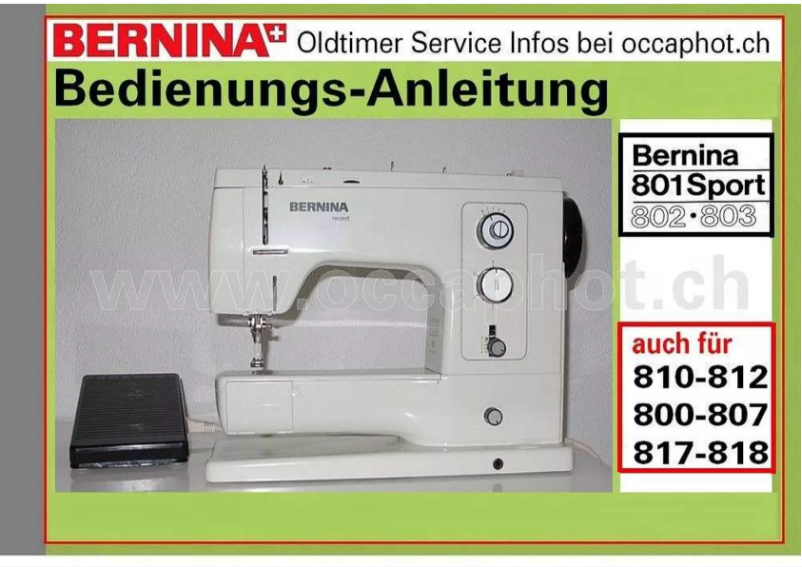 Page n°1 - Manuel utilisateur Bernina 807