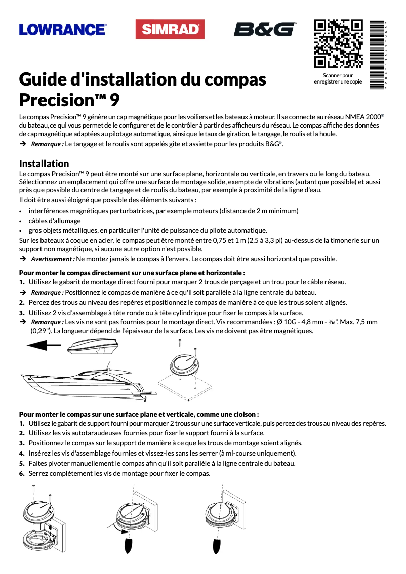 Page 1 de la notice Manuel utilisateur Simrad Precision 9