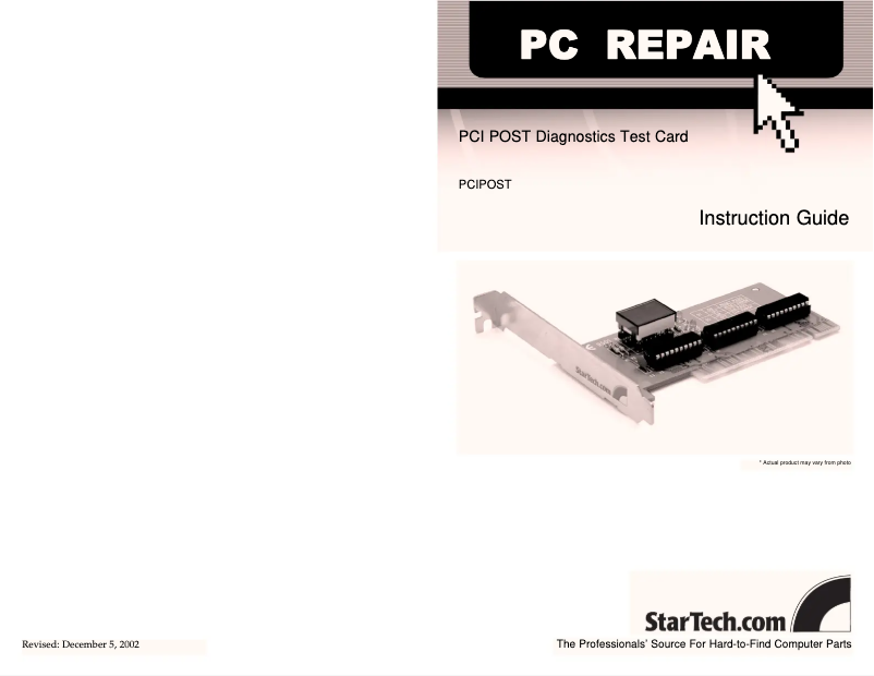 Page 1 de la notice Manuel utilisateur StarTech.com PCIPOST