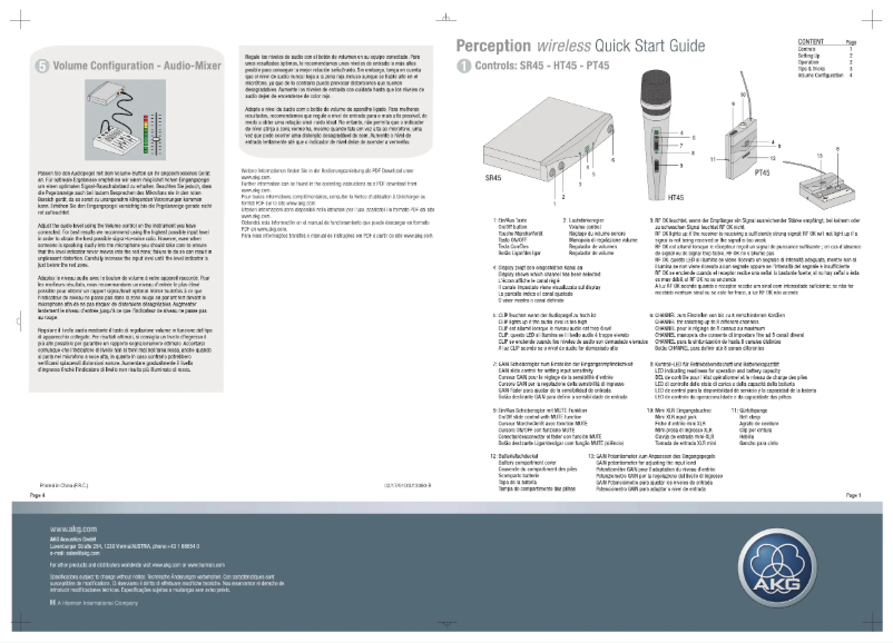 Page 1 de la notice Guide de démarrage rapide AKG PT45