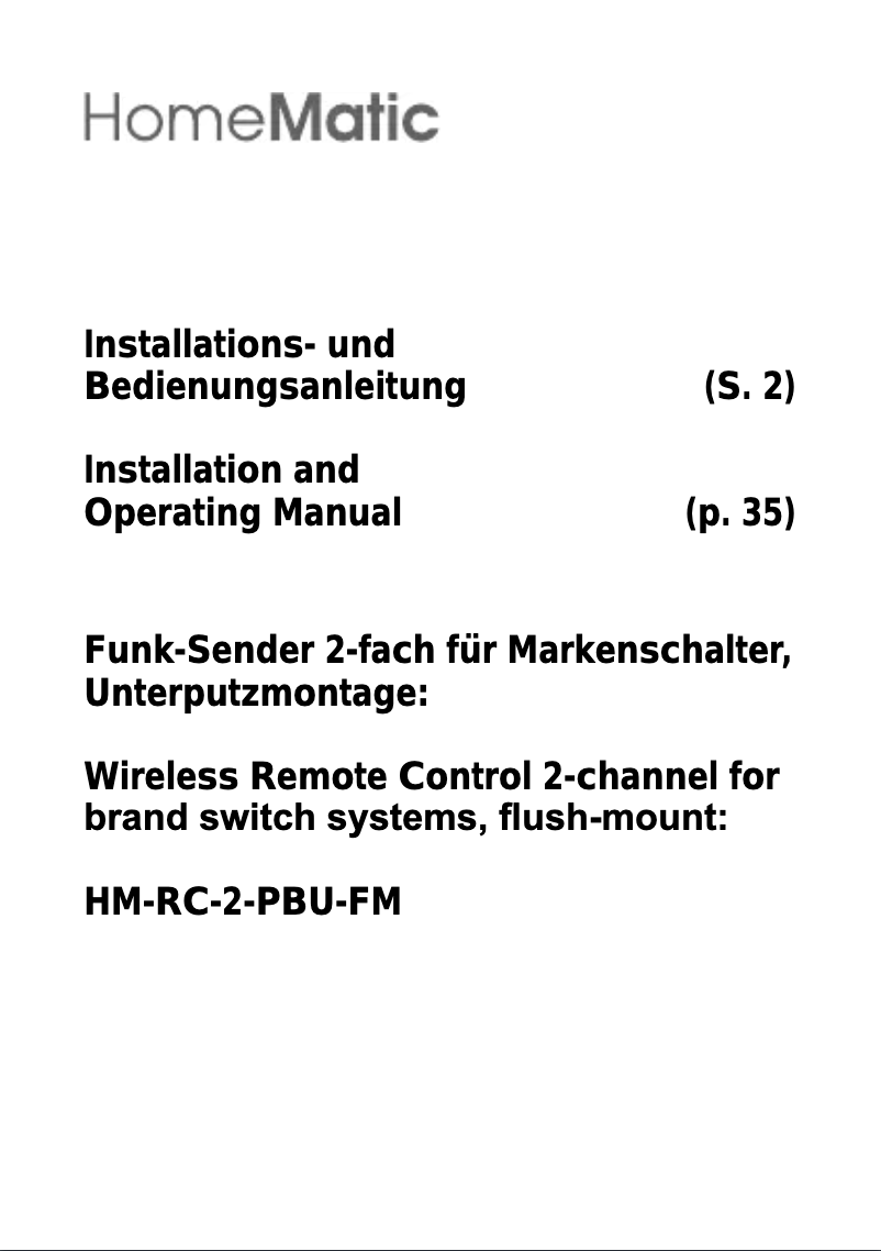 Página 1 del manual Manual de usuario eQ-3 HM-RC-2-PBU-FM