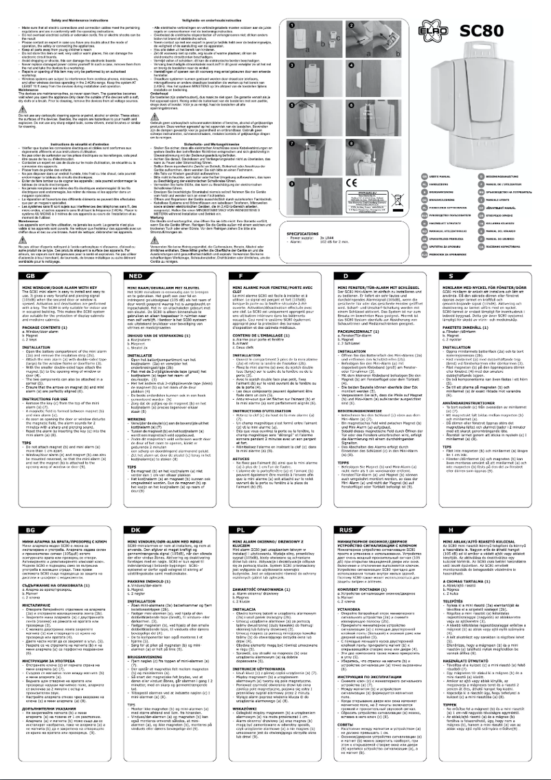 Page n°1 - Manuel utilisateur Elro SC80
