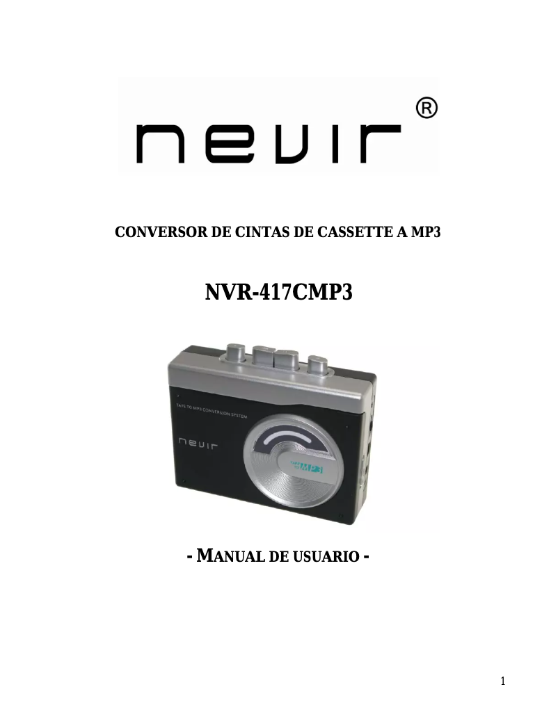 Page n°1 - Manuel utilisateur Nevir NVR-417