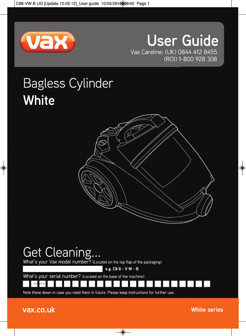 Image de la première page du manuel de l'appareil White