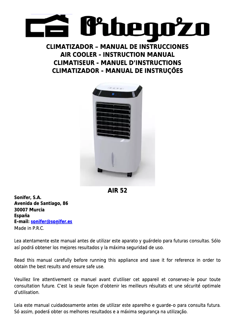 Image de la première page du manuel de l'appareil AIR 52