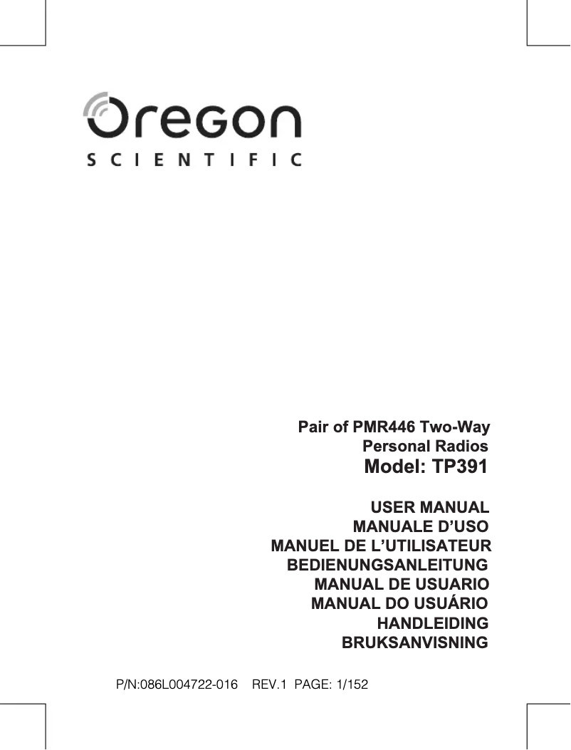 Page 1 de la notice Manuel utilisateur Oregon Scientific TP391