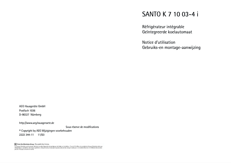 Image de la première page du manuel de l'appareil Santo SK 71003 I