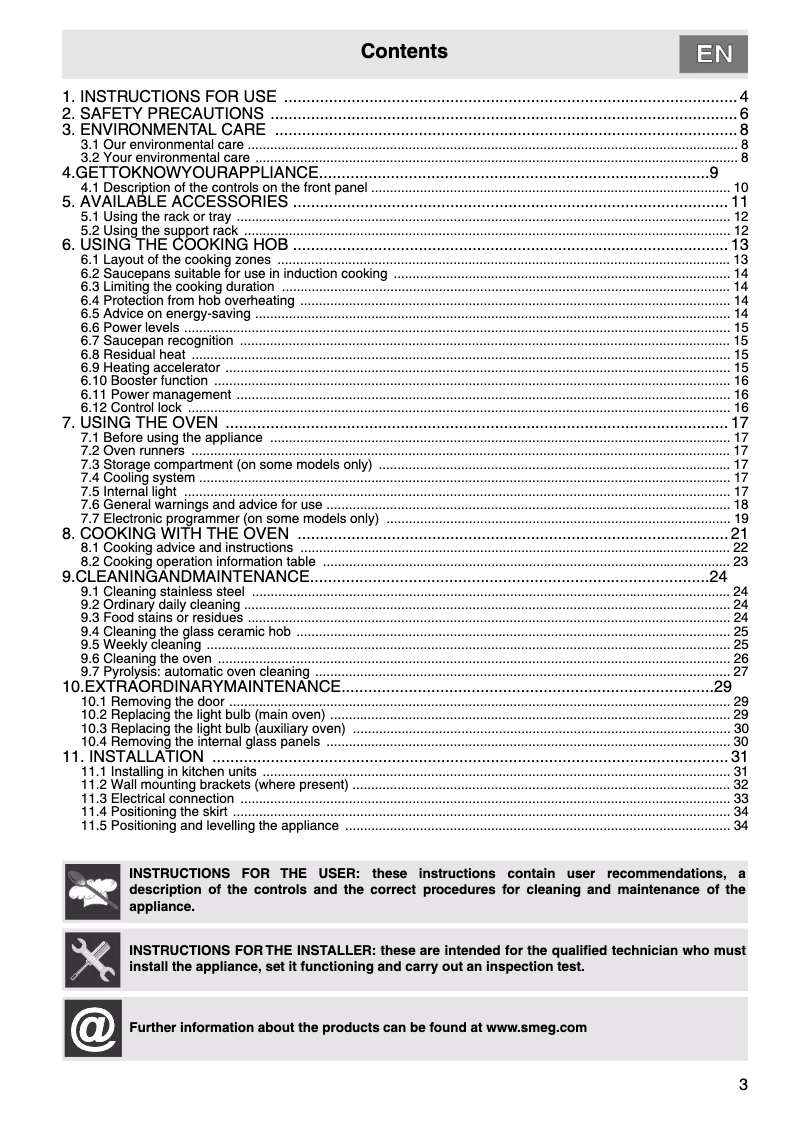 Page 1 de la notice Manuel utilisateur Smeg SY92IPBL8