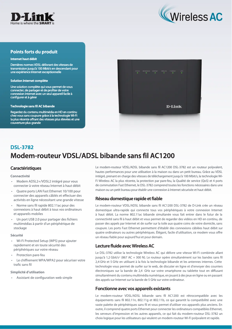 Image de la première page du manuel de l'appareil DSL-3782