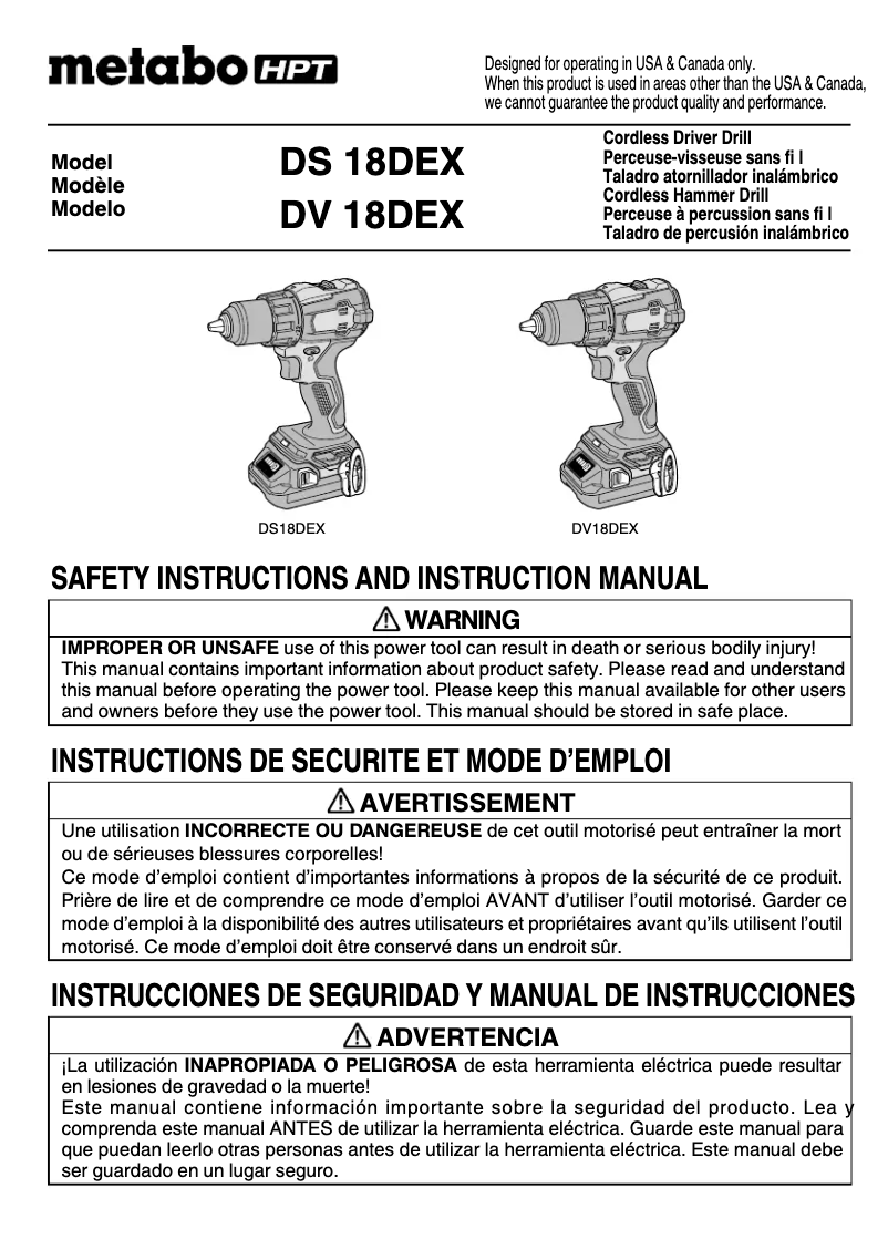 Página 1 del manual Manual de usuario Metabo DS18DEX