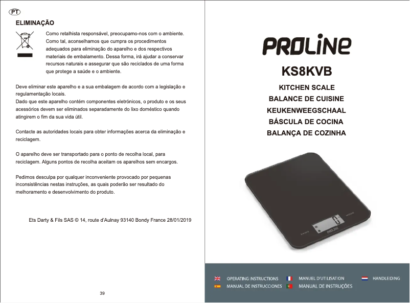 Page 1 de la notice Manuel utilisateur Proline KS8KVB