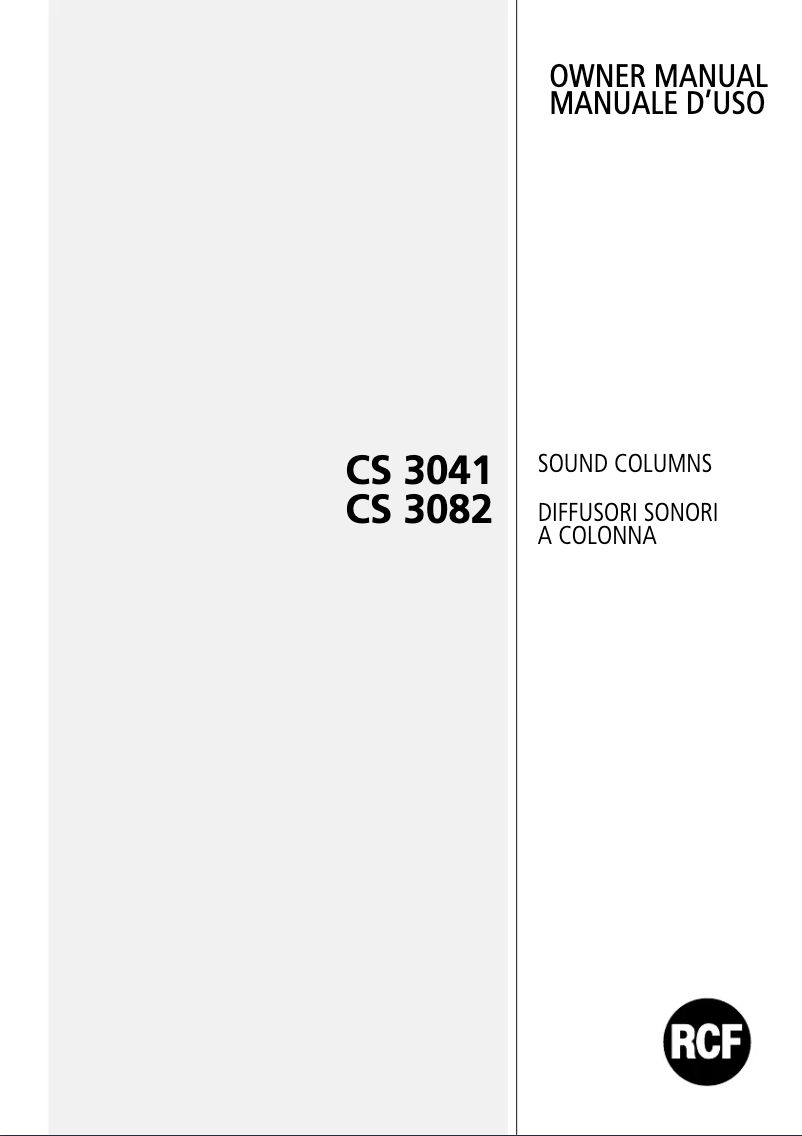 Page 1 de la notice Manuel utilisateur RCF CS 3082