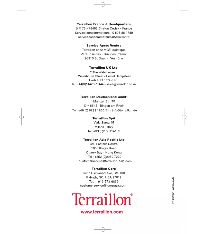 Page 1 de la notice Manuel utilisateur Terraillon Color Coach