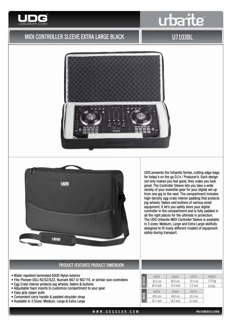 Page n°1 - Manuel utilisateur UDG Gear Urbanite