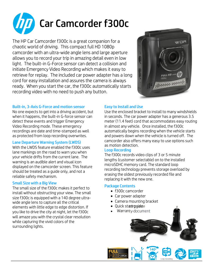 Page n°1 - Fiche technique HP f300c