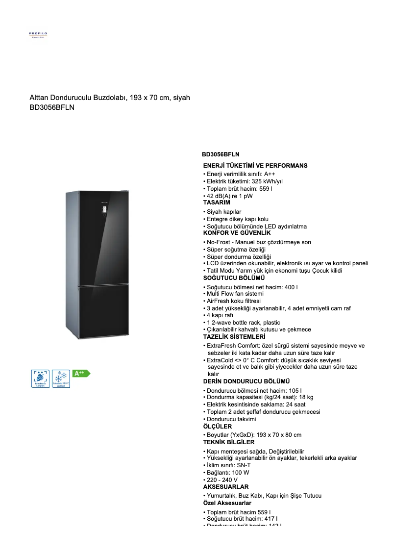 Page 1 de la notice Manuel utilisateur Profilo BD3056BFLN