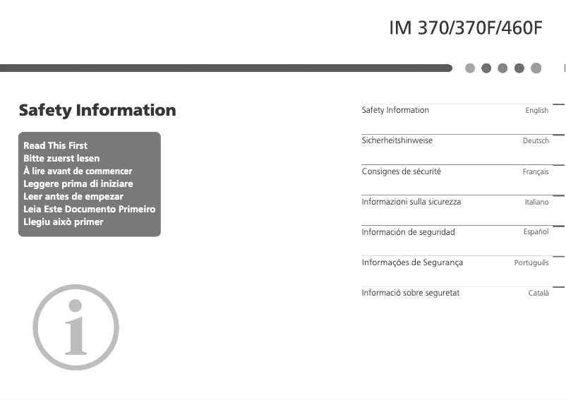 Page n°1 - Instructions de sécurité Ricoh IM 460F