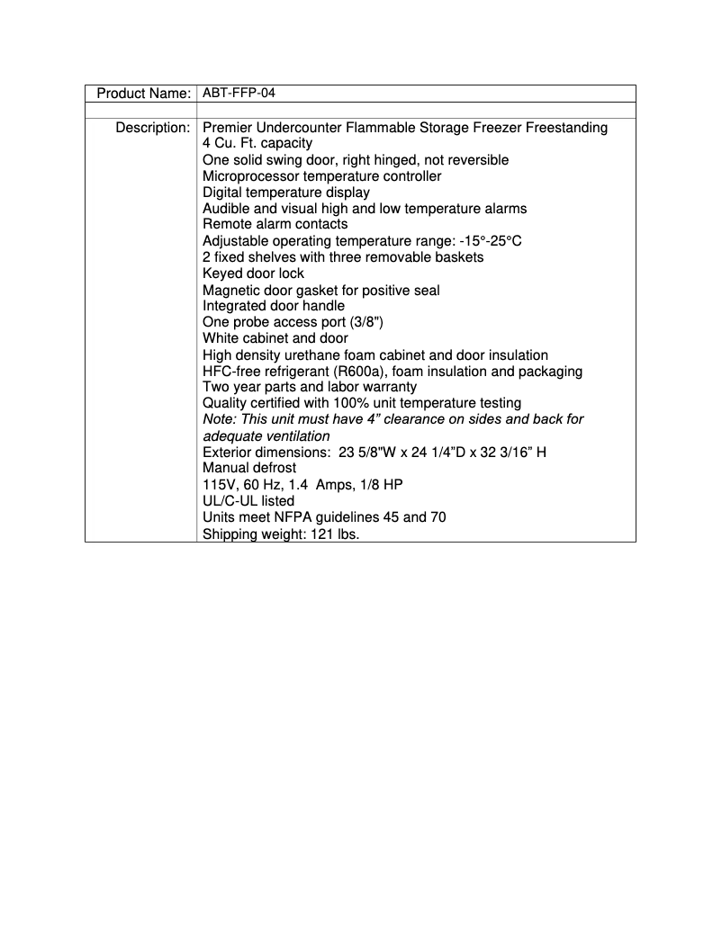 Page 1 de la notice Manuel utilisateur American BioTech Supply ABT-FFP-04