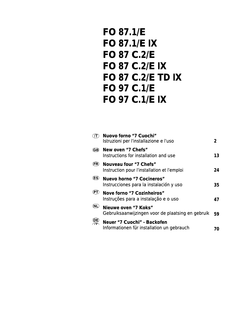 Page n°1 - Manuel utilisateur Ariston Thermo FO 87 C.2 E TD IX