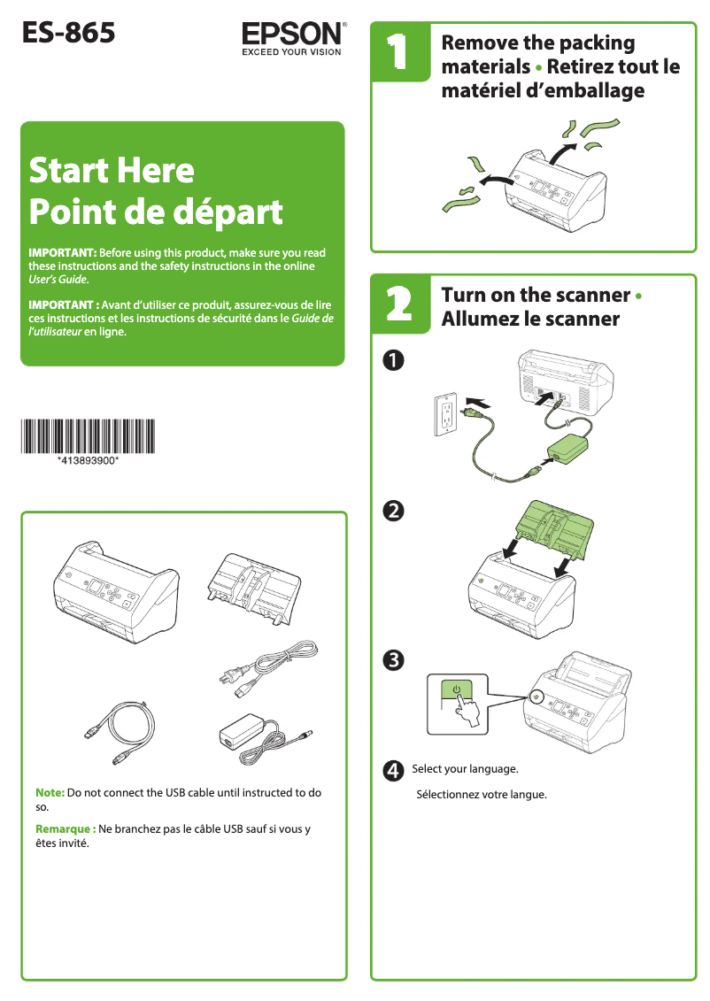 Página 1 del manual Guía de instalación Epson ES-865