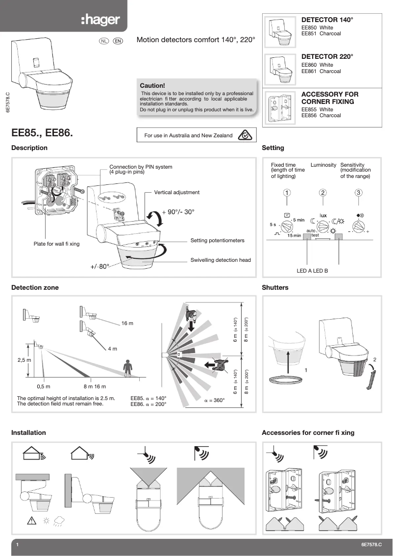 Image de la première page du manuel de l'appareil EE855