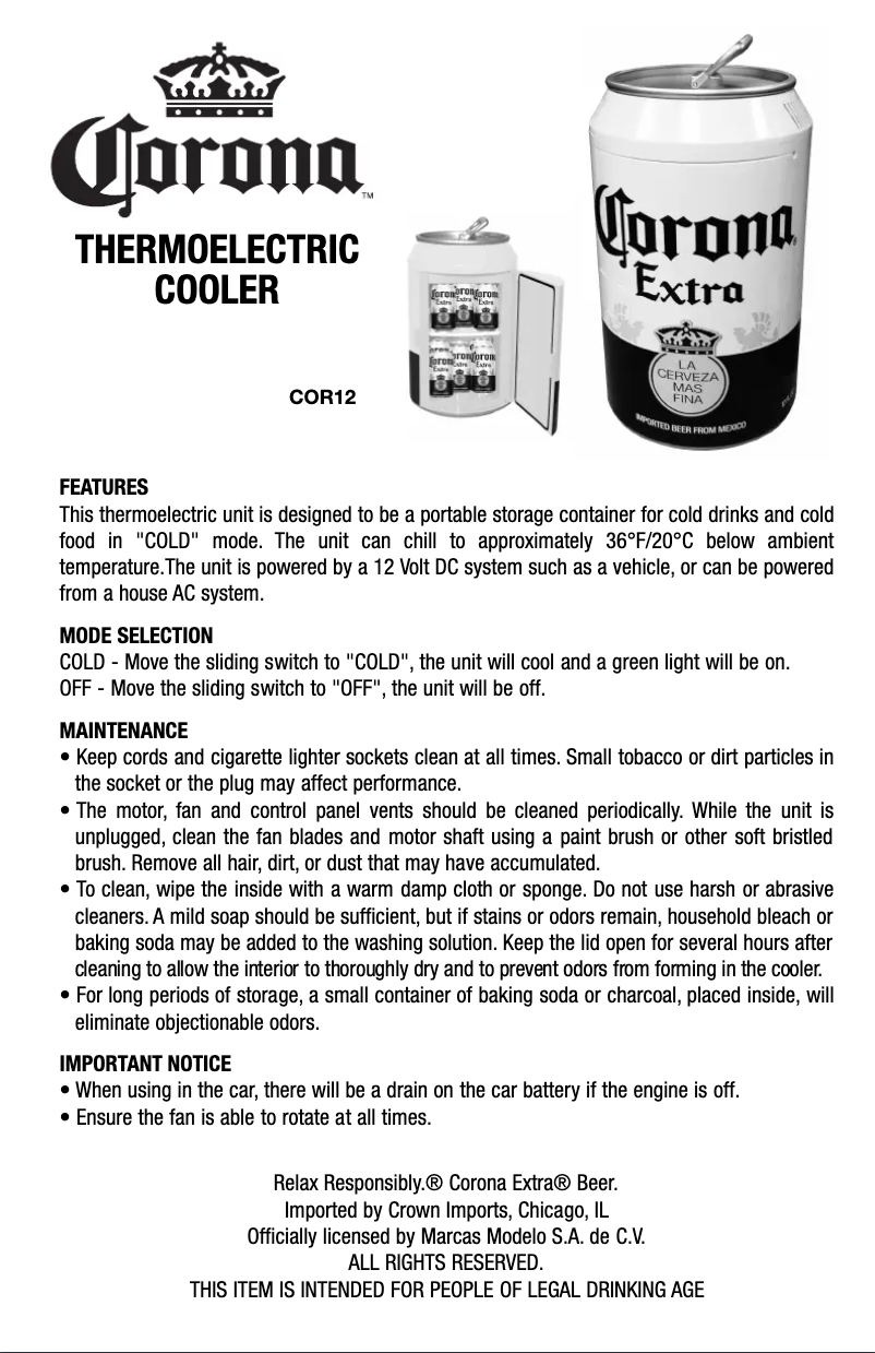 Page 1 of the manual User Manual Corona COR12