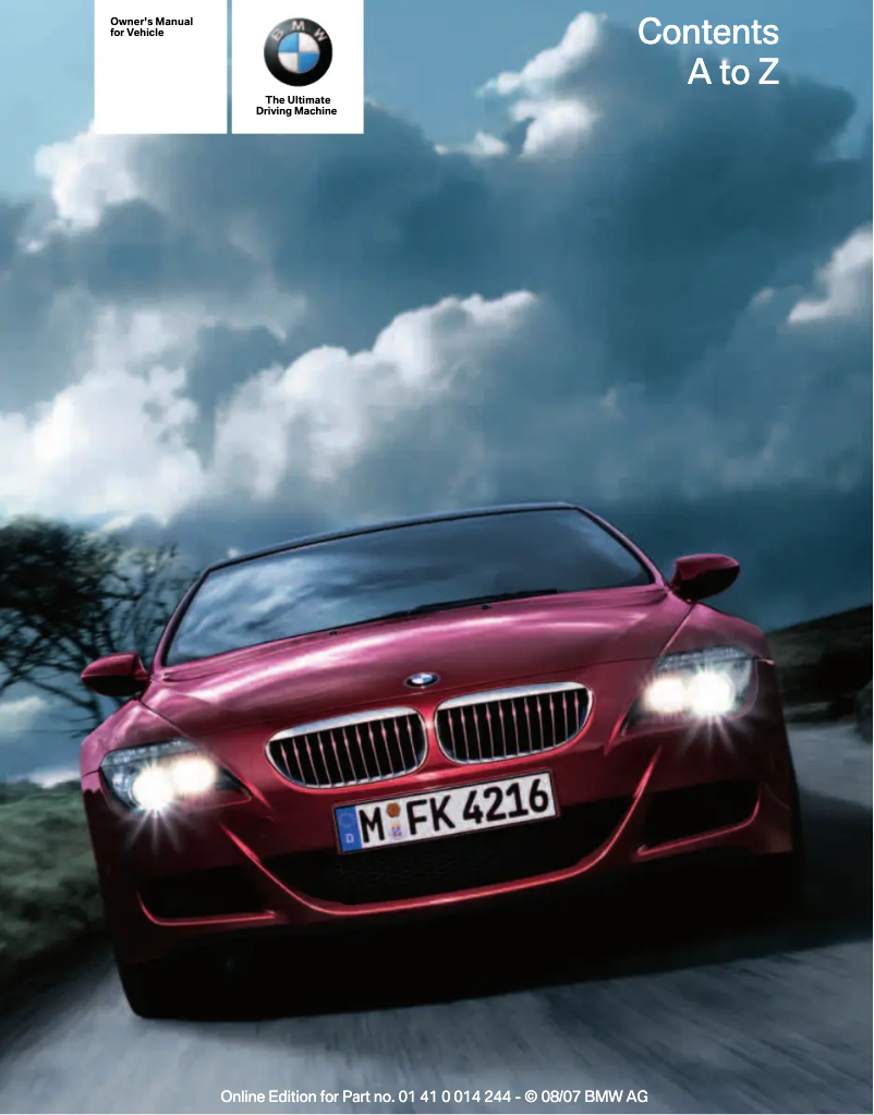 Page 1 de la notice Manuel utilisateur BMW M6 Convertible (2008)