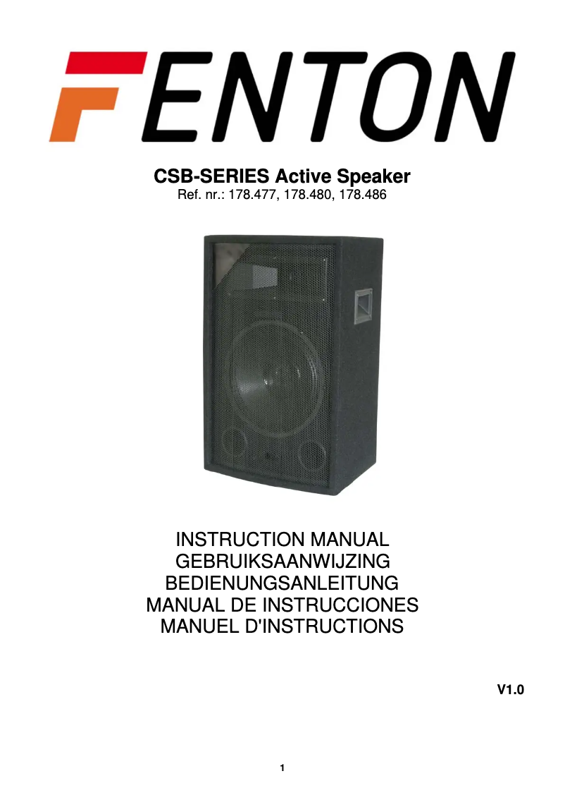 Page 1 de la notice Manuel utilisateur Fenton CSB12