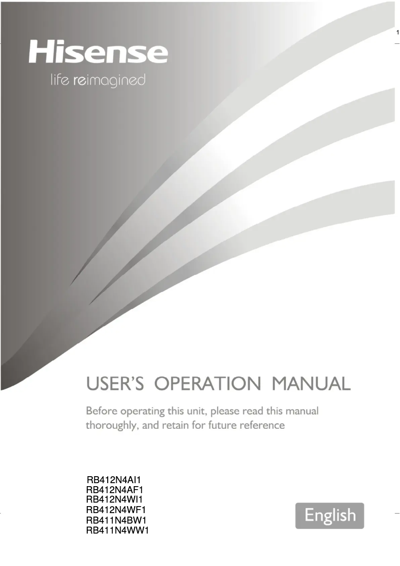 Page n°1 - Manuel utilisateur Hisense RB412N4AI1